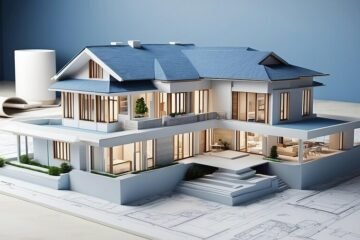 3d rendering twostory house with blue roof 1139241 9251